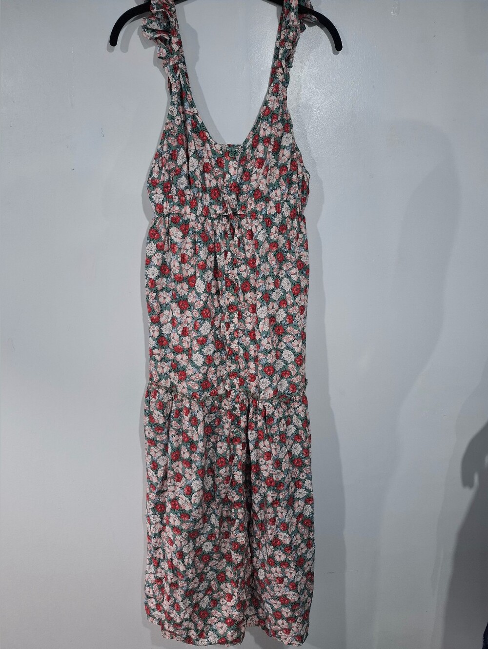 Mango Floral Maxi Dress Multicolor Ruffle Straps Tiered Sundress Cottagecore 8 - Picture 2 of 15